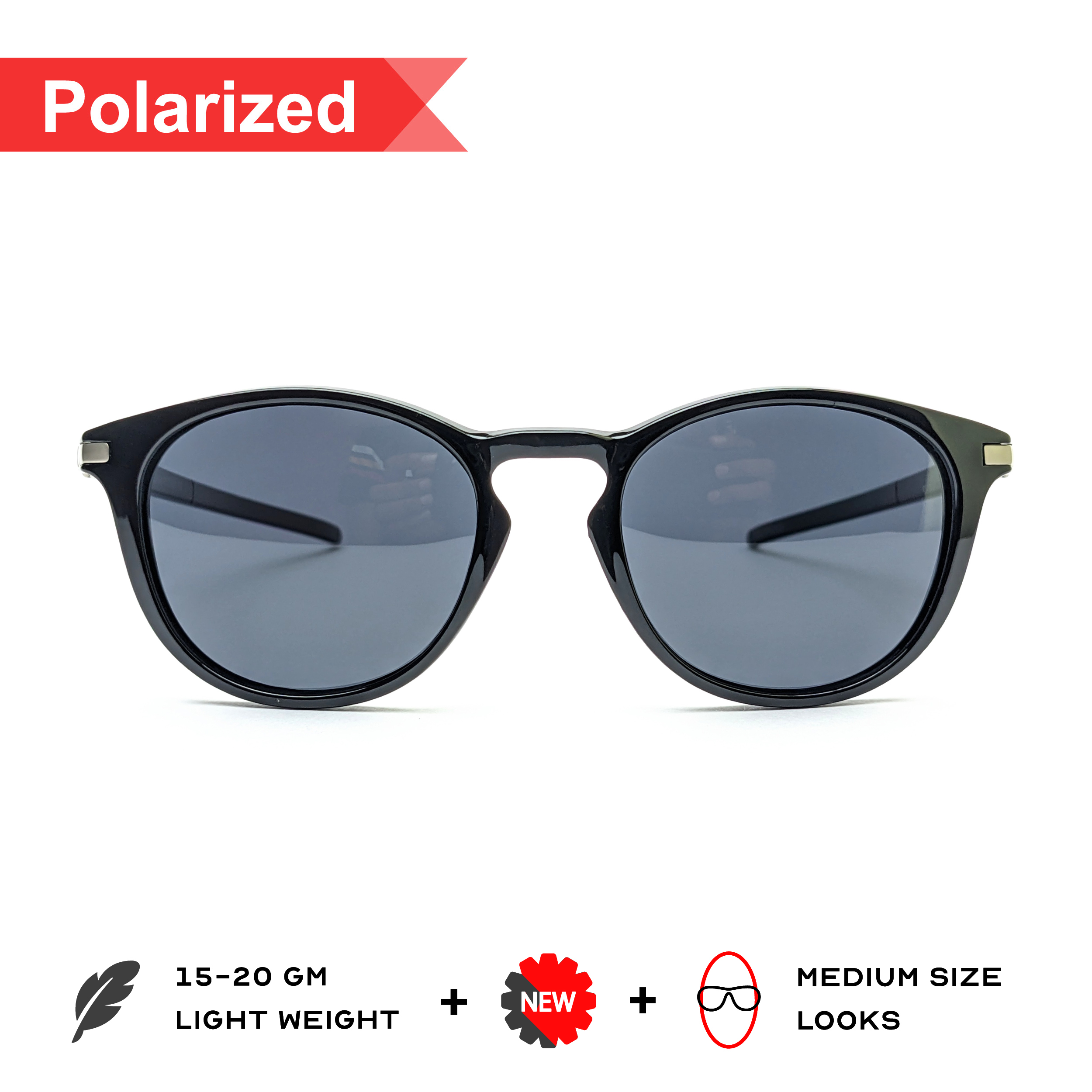 Black - Glossy Finish - Polarized Sunglasses for Men & Women – 100